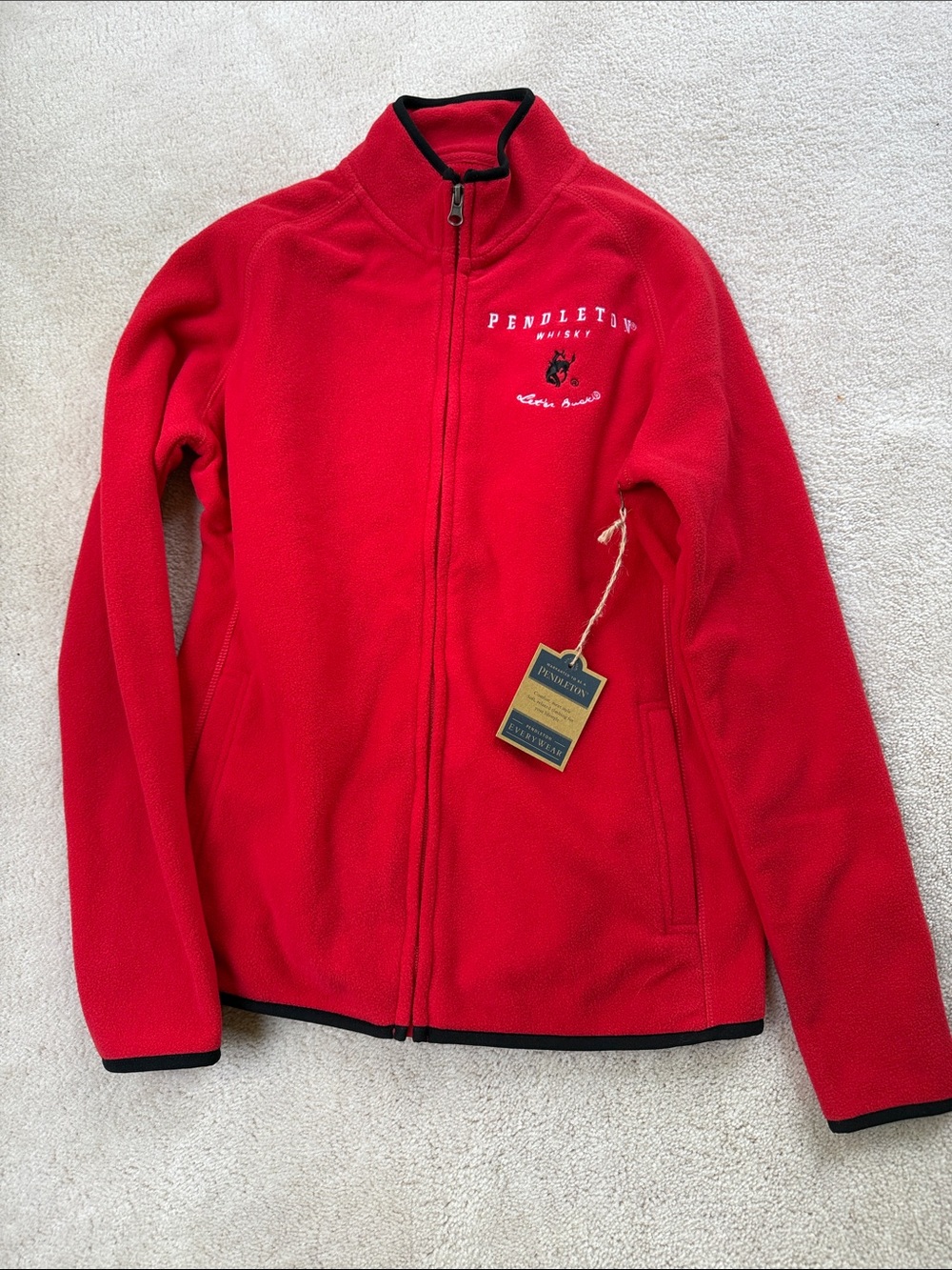 Pendleton Bright Red Full-Zip Fleece Jacket with Black Trim